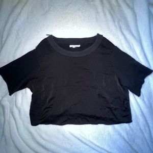 Avec Les Filles short sleeve sweatshirt crop top - black
